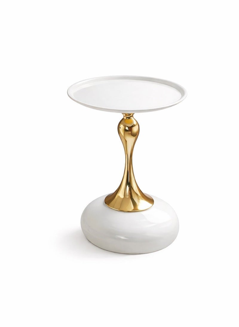 Raqi Coffee table, side service table for serving coffee and tea, suitable for the living room, office and bedroom (White /gold) 39x39CM - Image 1